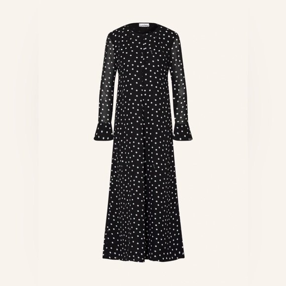 GANNI Black and White Logo Dress - Picture 1 of 8